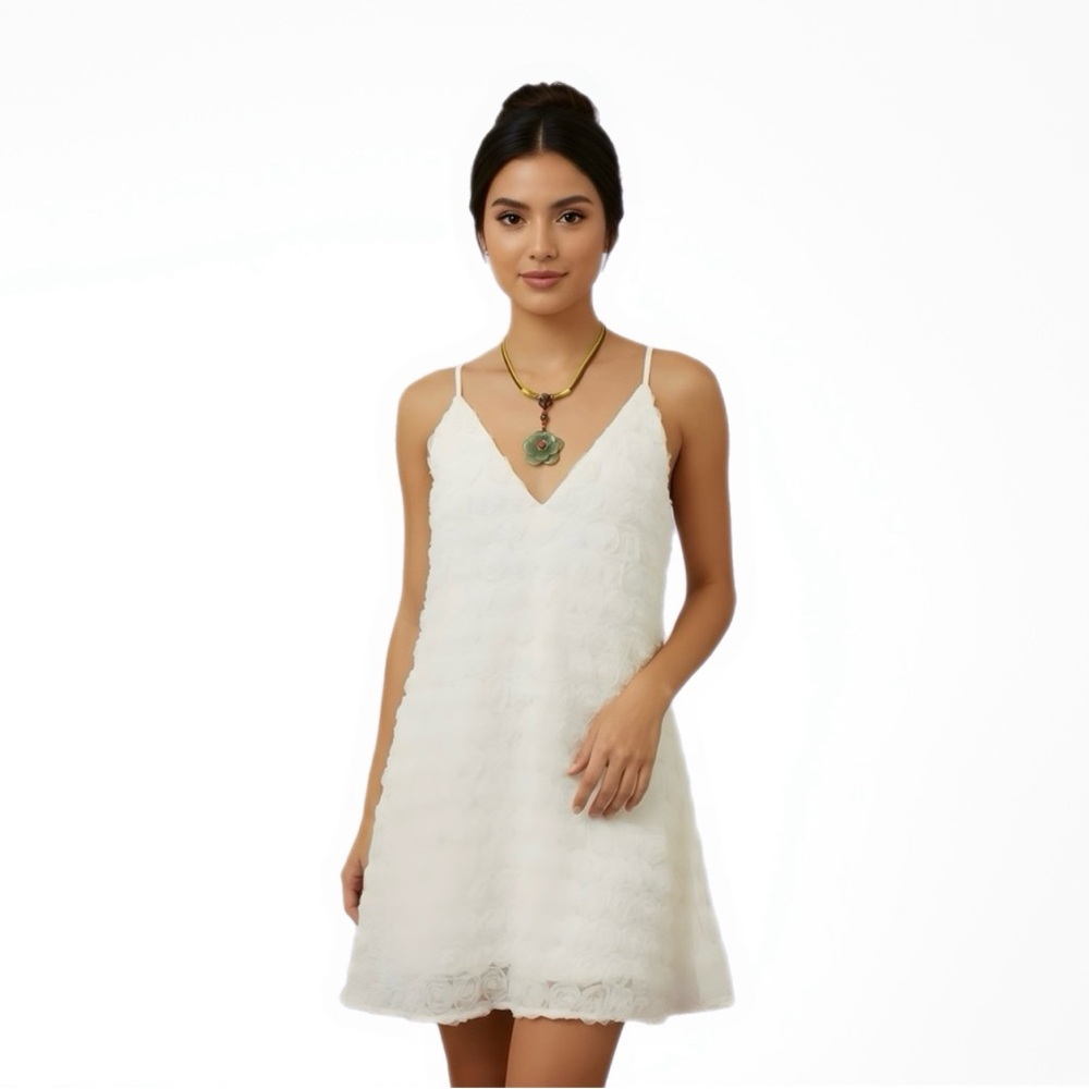 0102 Elegant Cream Mini Dress